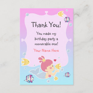 Thank You Note - Mermaid Theme Birthday Party