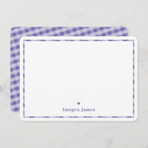 THANK YOU NOTE modern cute check heart purple