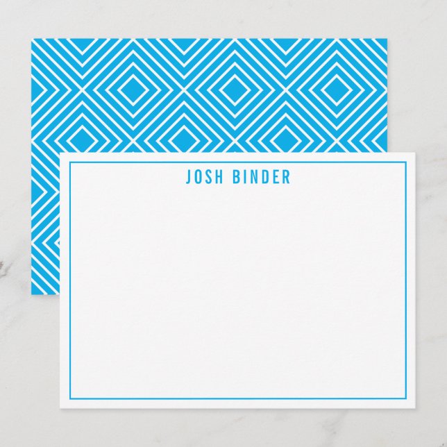 THANK YOU NOTE modern minimal name aqua blue Card (Front/Back)