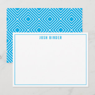 THANK YOU NOTE modern minimal name aqua blue Card