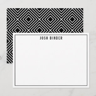 THANK YOU NOTE modern minimal name black white Card