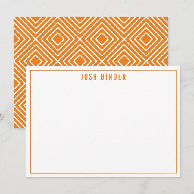 THANK YOU NOTE modern minimal name orange Card (Front/Back)