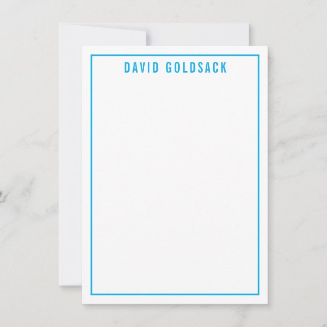THANK YOU NOTE modern simple name aqua blue Card (Front)