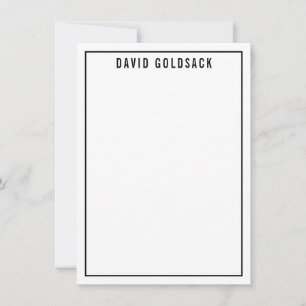THANK YOU NOTE modern simple name black white Card