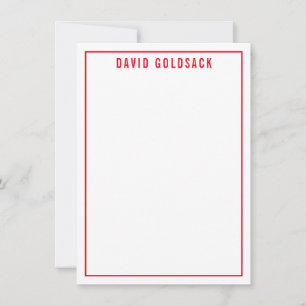 THANK YOU NOTE modern simple name bright red Card