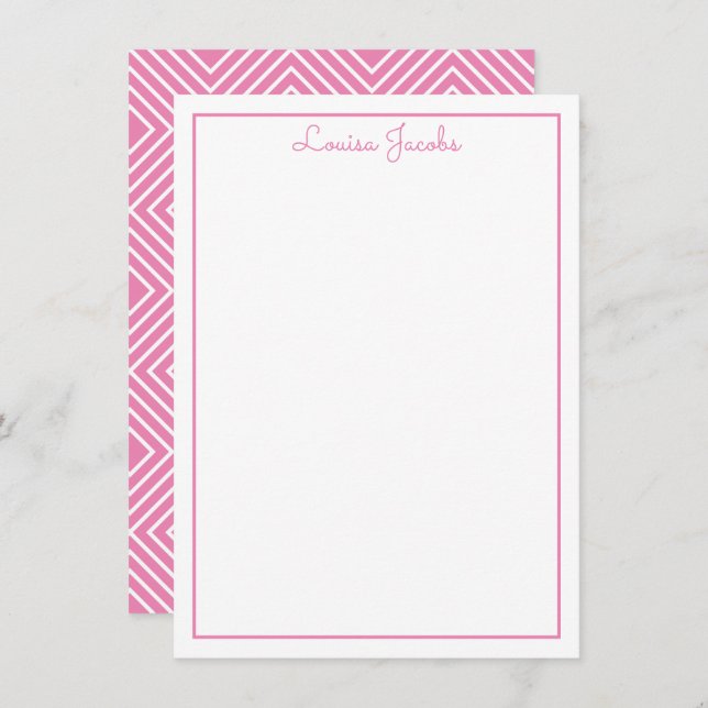 THANK YOU NOTE modern simple name candy pink (Front/Back)