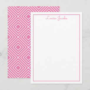 THANK YOU NOTE modern simple name candy pink Card