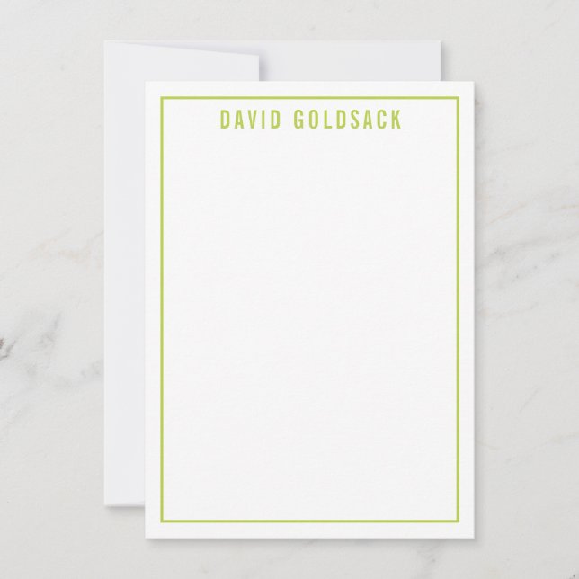 THANK YOU NOTE modern simple name lime green (Front)