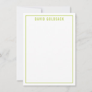 THANK YOU NOTE modern simple name lime green Card