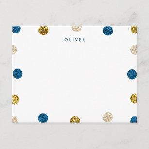 Thank You Note, Navy Blue and Gold Glitter Card