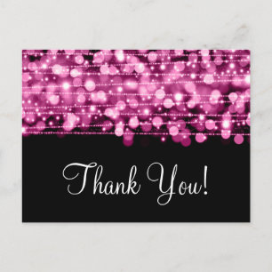Thank You Note Party Sparkles Pink Postcard