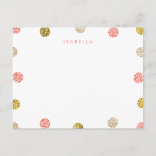 Thank You Note, Pink and Gold Glitter Note Card