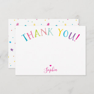 THANK YOU NOTE rainbow letters bright colours Invitation