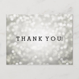 Thank You Note Silver Glitter Lights Postcard
