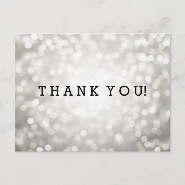 Thank You Note Silver Glitter Lights Postcard (Front)