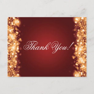 Thank You Note Sparkling Lights Gold Postcard
