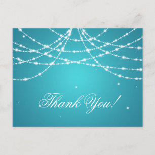 Thank You Note Sparkling String Turquoise Postcard