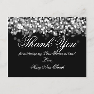 Thank You Note Sweet 16 Shimmering Silver Lights Postcard