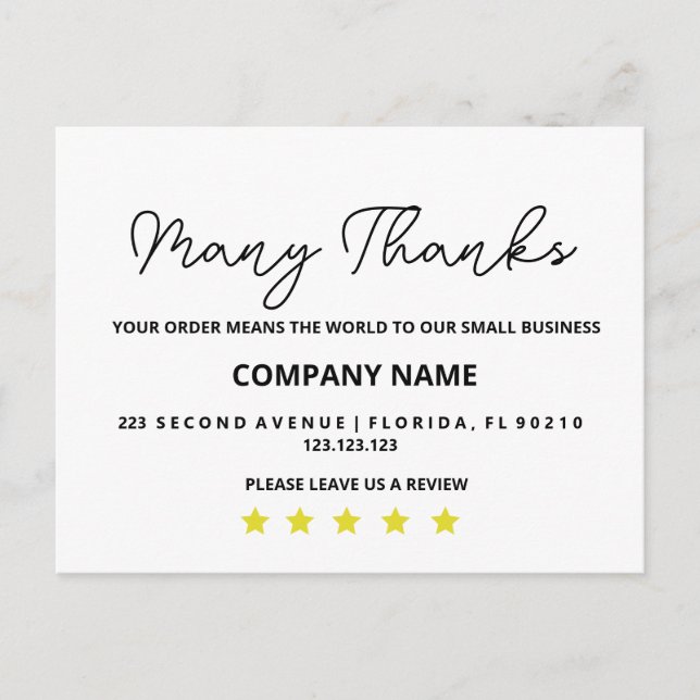 Thank You Note  Thank You business card (Front)