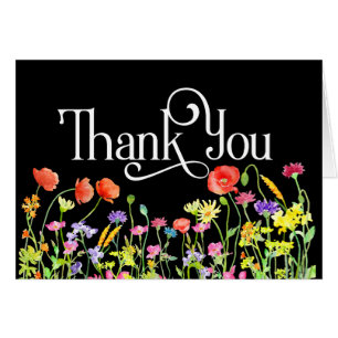 Thank You Note with Colourful Floral Border