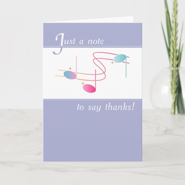 Thank You Note with Music Notes (Front)