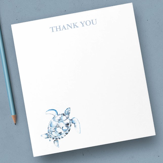 Thank You Notepads Sea Turtle Stationery (thank you notepads sea turtle stationery watercolor art by Victoria Grigaliunas)