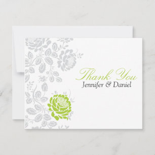 Thank You Notes Lime and Grey Damask Invitation