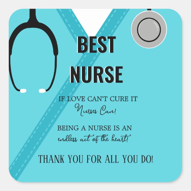 Thank You Nurse and Doctor Card  Square Sticker (Front)