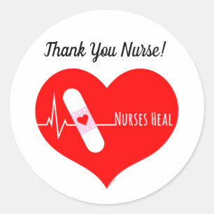 Thank You Nurse Appreciation Heart Classic Round Sticker
