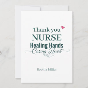 Thank You Nurse Healing Hands Caring Heart Custom Card
