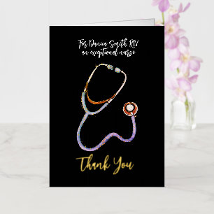 Thank You Nurse Minimalist Black and White Foil Greeting Card