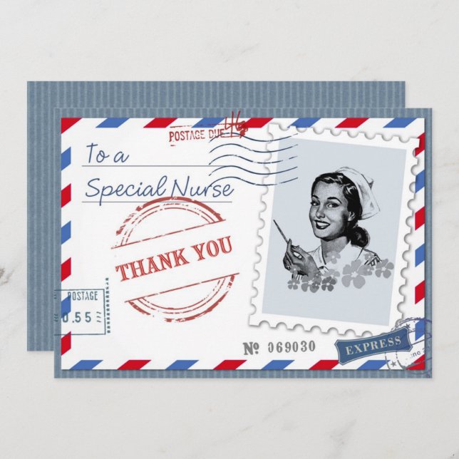 Thank You Nurse. Retro Nurse Custom Card (Front/Back)