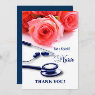 Thank You Nurse.  Roses and Stethoscope Card