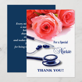 Thank You Nurse. Roses and Stethoscope Card