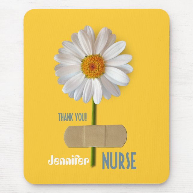 Thank You, Nurse. Smiling Daisy Custom Name Gift  Mouse Pad (Front)