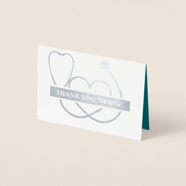 Thank You, Nurse. Stethoscope and Daisy Luxury  Foil Card (Front)