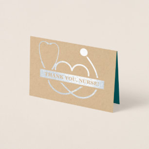 Thank You, Nurse.  Stethoscope and Daisy Luxury Foil Card