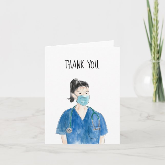Thank you Nurse Watercolor Front Line Health Care Card (Front)