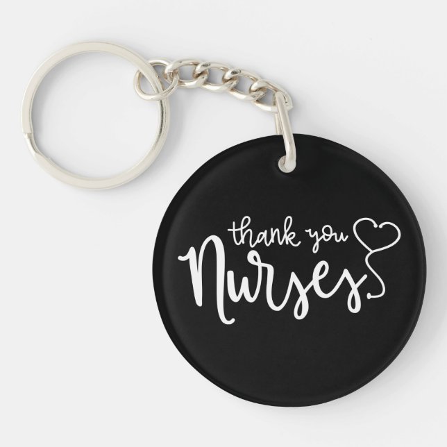 Thank You Nurses | Fancy Script Key Ring (Front)