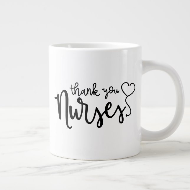 Thank You Nurses | Fancy Script Large Coffee Mug (Right)