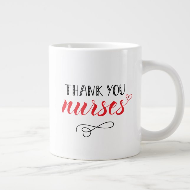 Thank You Nurses | Fun Font Large Coffee Mug (Right)