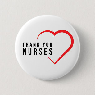 Thank You Nurses   Heart Red 6 Cm Round Badge