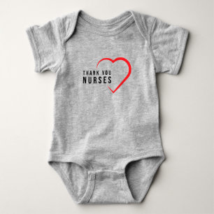 Thank You Nurses   Heart Red Baby Bodysuit