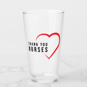 Thank You Nurses Heart Red Glass