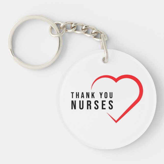 Thank You Nurses | Heart Red Key Ring (Front)