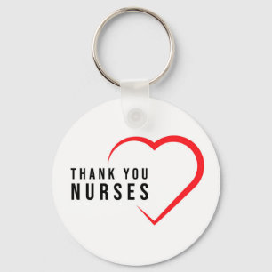 Thank You Nurses   Heart Red Key Ring