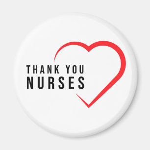Thank You Nurses Heart Red Magnet