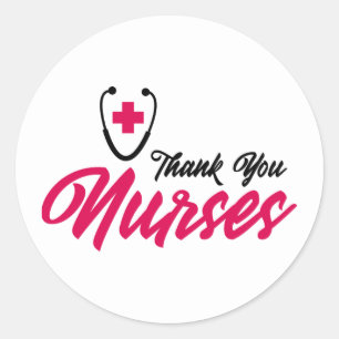 Thank You Nurses   Pink Classic Round Sticker