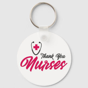 Thank You Nurses Pink Key Ring