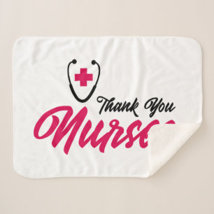 Thank You Nurses Pink Sherpa Blanket